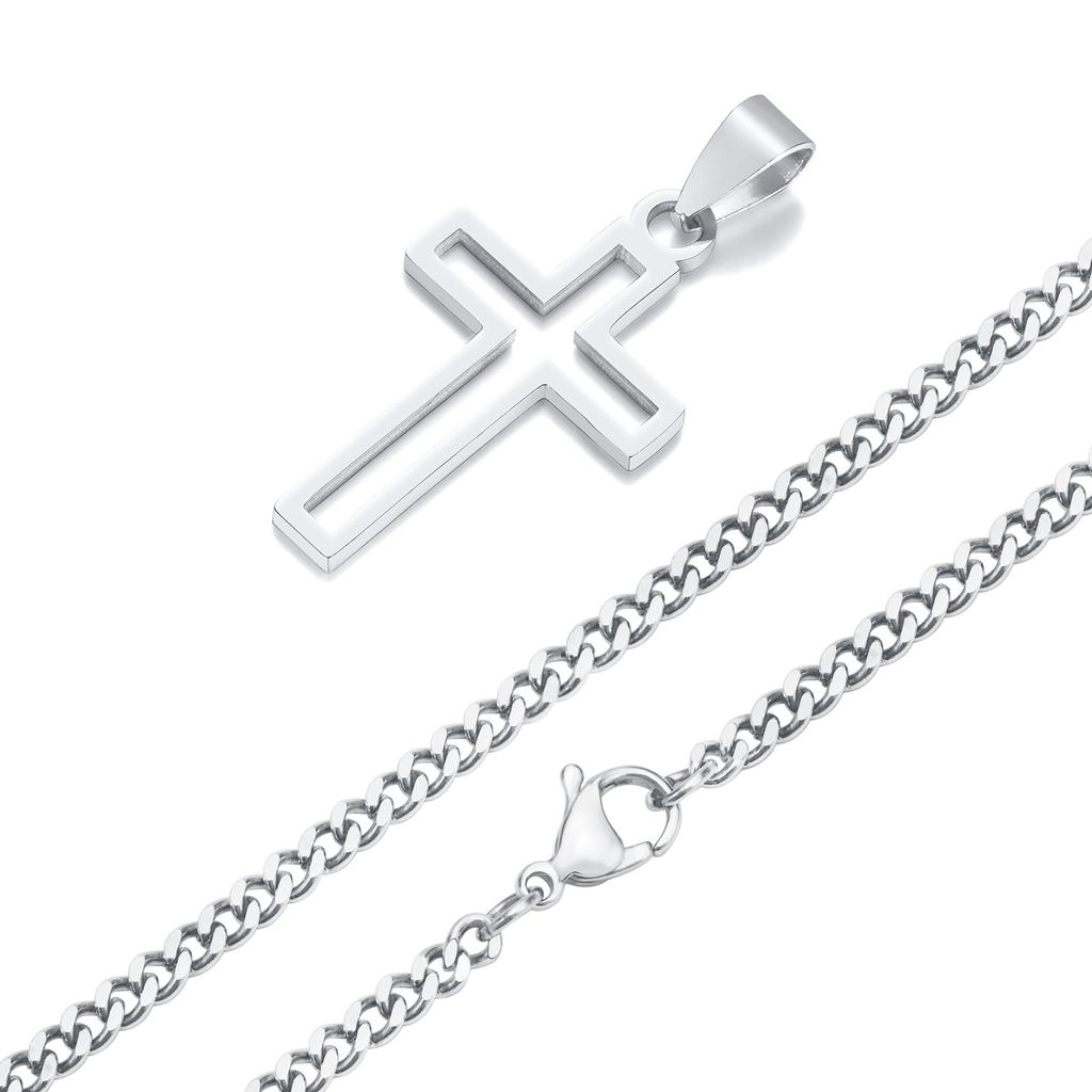 Повседневные полые necklaces с крестом для мужчин и мальчиков, водонепроницаемый кулон-крест из нержавеющей стали, религиозные украшения для веры и молитвы, подарок