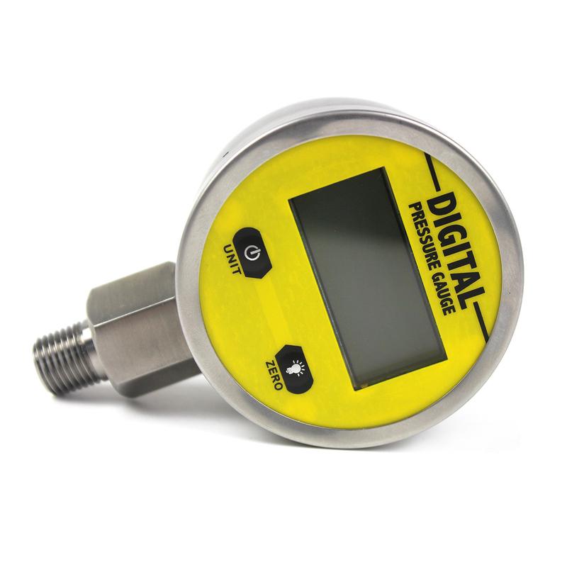 1 Pc Yellow LCD Display Digital Pressure Gauge 25MPA 1/4NPT 60mm Dial 1%FS Accuracy Case Air/Gas/Water/Oil Pressure Gauge