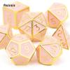 7 Pcs Golden Orange Standard Metal Dice Solid Metal Polyhedral Dice Set Suitable for Role-Playing RPG  Board Game Card Game