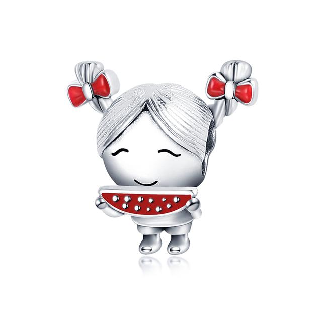 Стерлингового серебра 925 пробы, сердце, лапа животного, прозрачная снежинка, сверкающая корона, подвеска в виде тыквы, подходит для оригинального модного браслета