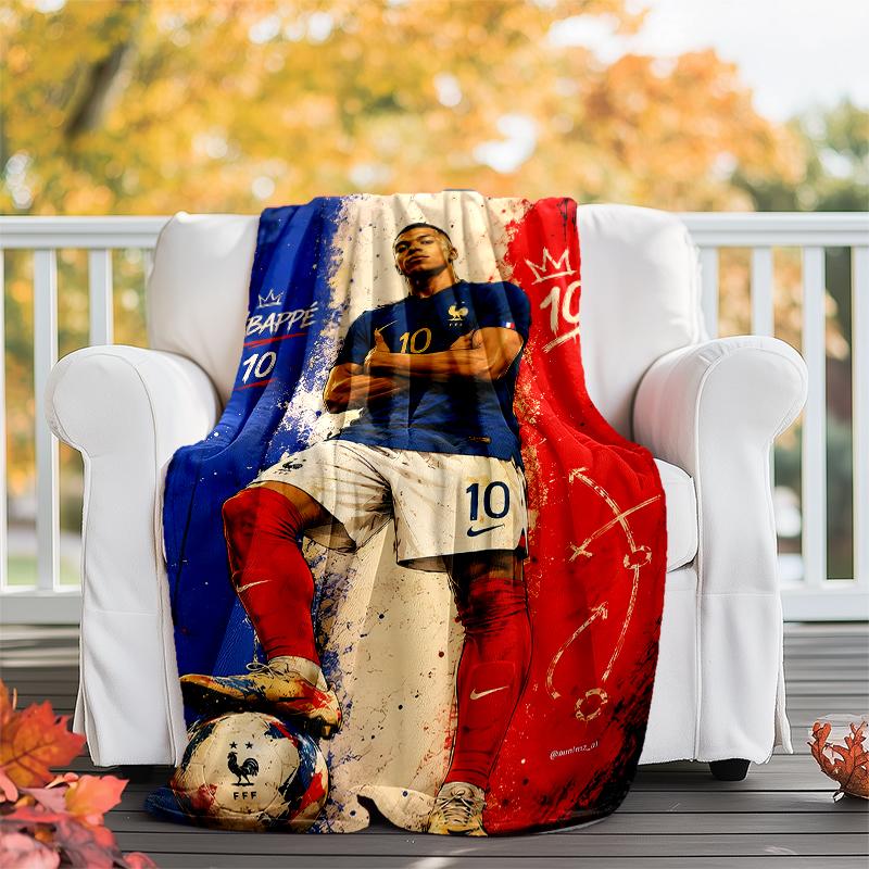 Kylian Mbappé printed throw blanket—soft,warm;versatile blanket for all seasons—perfect as &air-conditioning throw,nap blanket