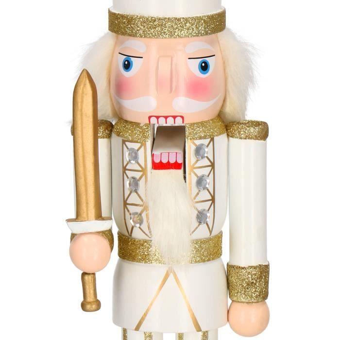 Casse-noisette figurine - SPRINGOS - Soldat avec épée - Hauteur 38 cm - Bois - Crème