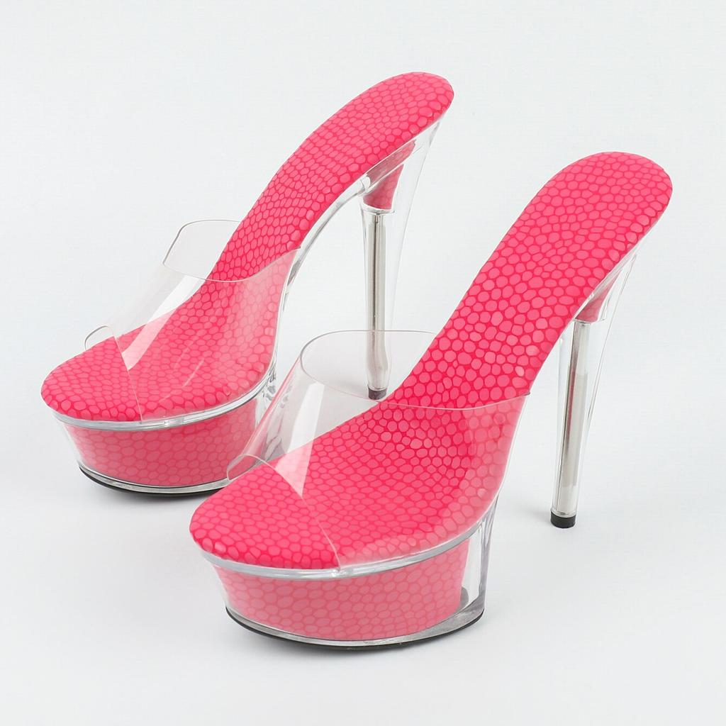 Женская обувь, весенние пикантные сандалии на прозрачном каблуке, тапочки, обувь для вечеринок и клубов, каблук 14 см, платформа 4 см LFD-B3515
