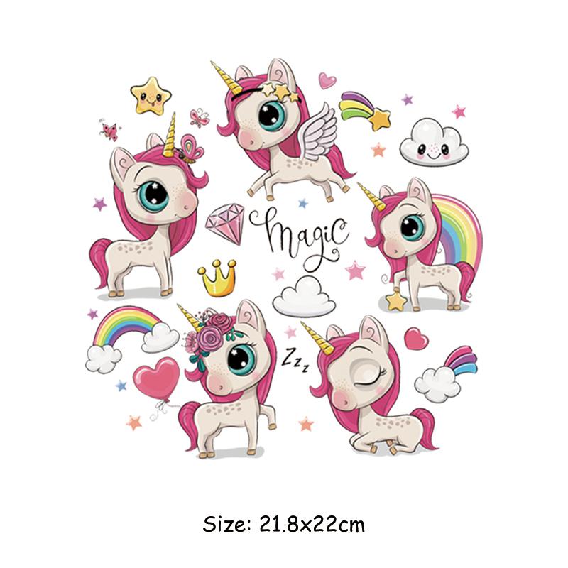 Нашивки на одежду, комплект с волшебным единорогом, модный аксессуар «сделай сам», наклейка в полоску, термопресс, аппликация, джинсовая нашивка, утюг на одежде