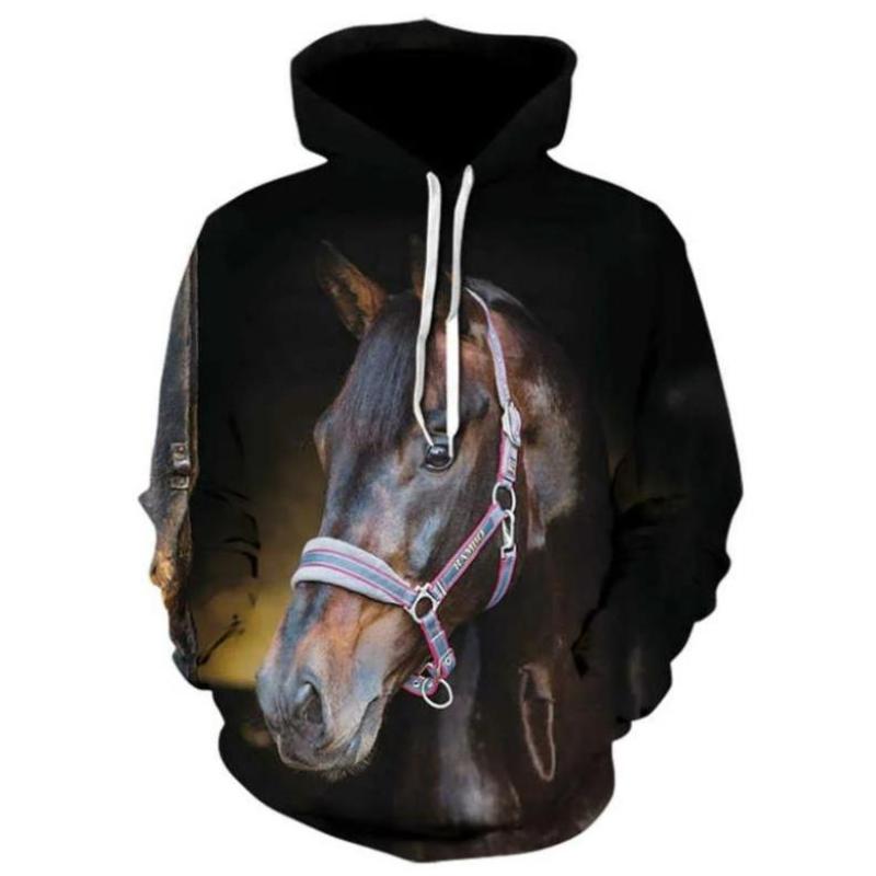 Fashion Hoodies Teen Girls 3D Printed Horse Hooded Sweatshirt Children Hoodie Loose Pullover Autumn Kids Clothes Streetwear