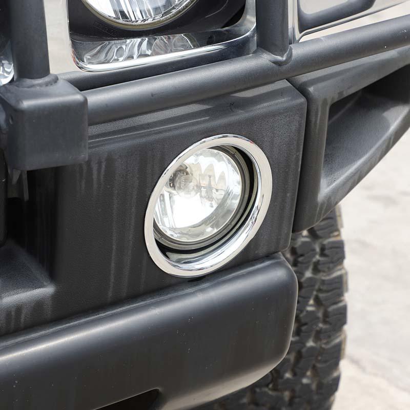 Для Hummer H2 2003-2009 Автомобильный стайлинг ABS Серебристый Кольцо-облицовка накладка накладка-стикер на переднюю противотуманную фару Автомобильные аксессуары для экстерьера