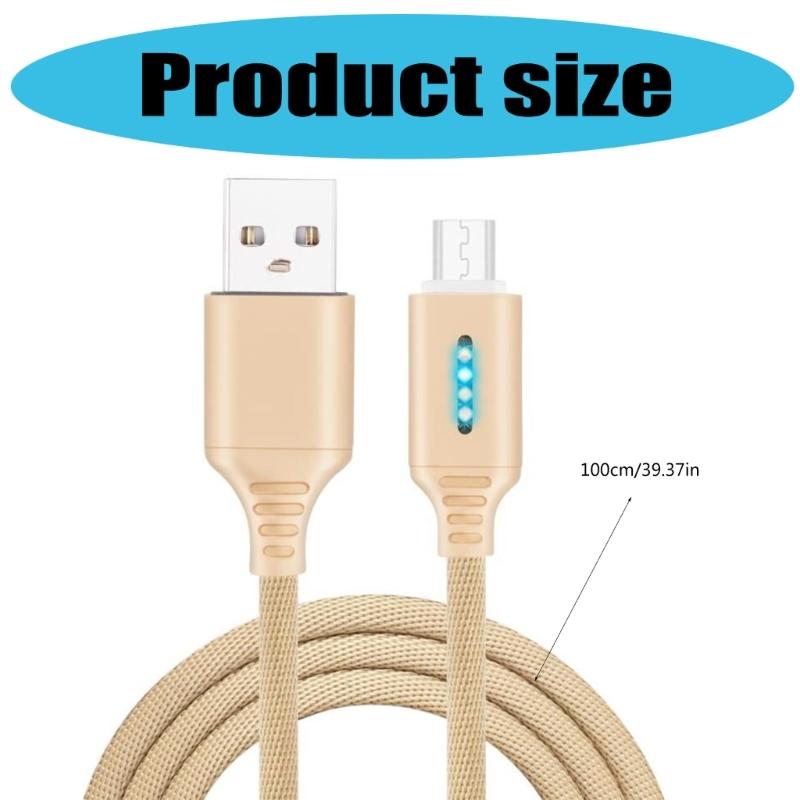 Металлический кабель USB — USB C Зарядный кабель со светодиодной подсветкой Кабель для быстрой зарядки с Power Delivery для телефона, планшета, ноутбука