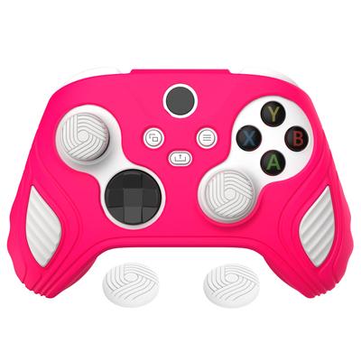 Силиконовый чехол-накладка для PlayVital Xbox Series мягкий резиновый чехол для Xbox Core с колпачками для стиков Edition Ярко-розовый Двухцветный противоскользящий X/S