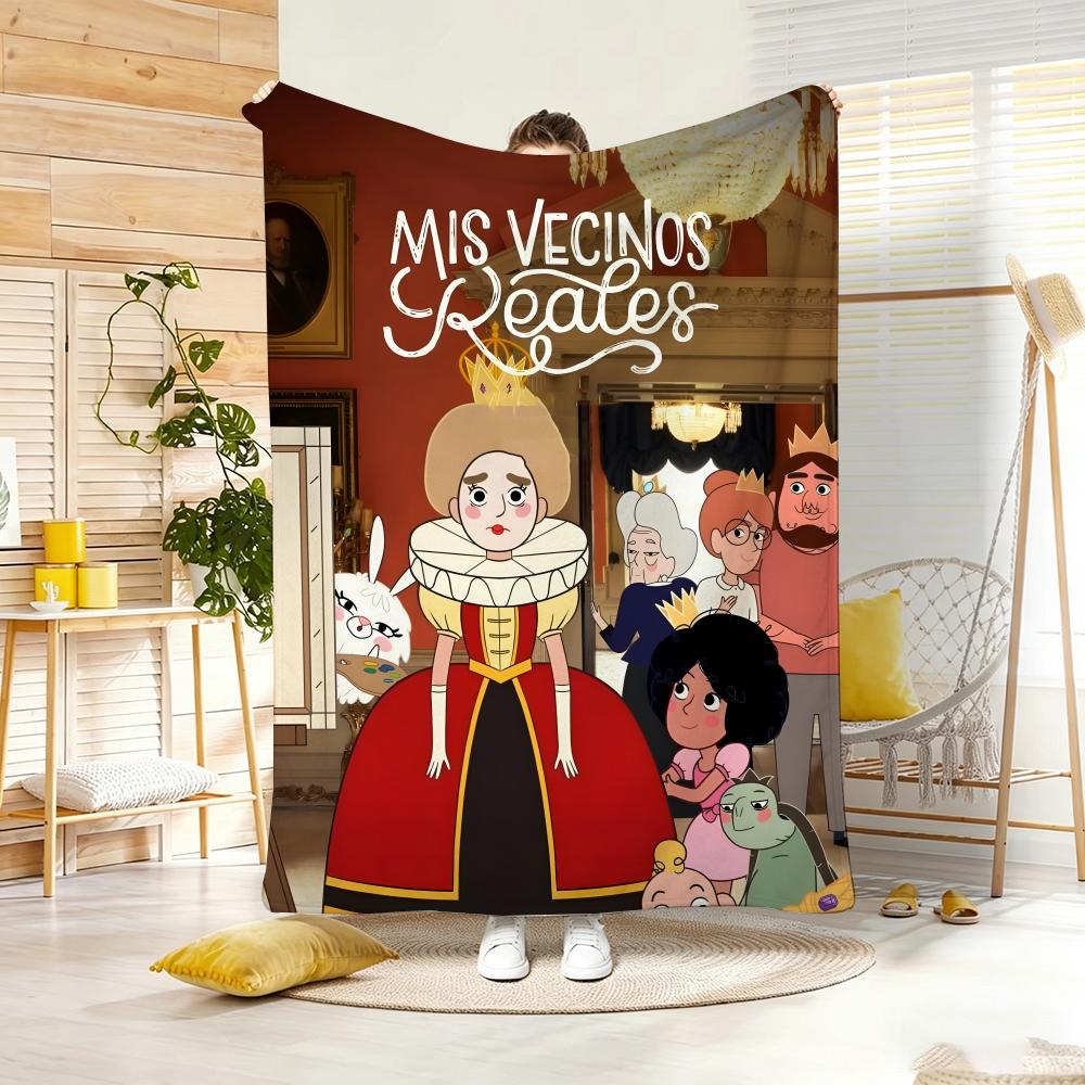 Детский мультяшный плед R-Royals Next Door, мягкий и теплый, для спальни, гостиной, кровати, путешествий, кемпинга, пикника. Подарок