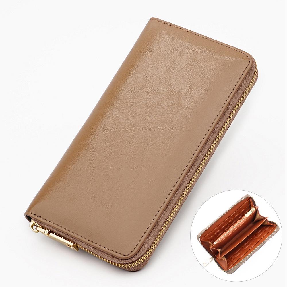 Unisex Oil Wax Cowhide Leather Wallet: Long Zip Design, Bestseller In Japan