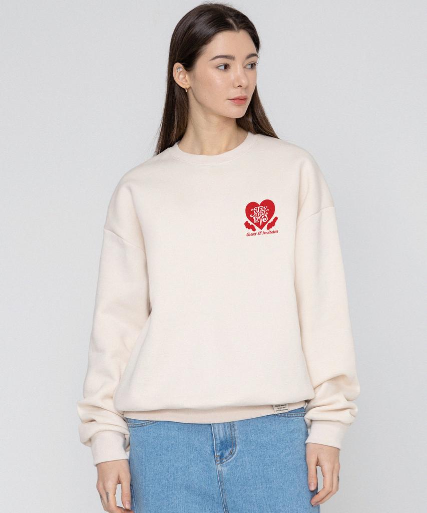 GRAVER [Unisex] Tyl Heart Logo Sweatshirt_Cream