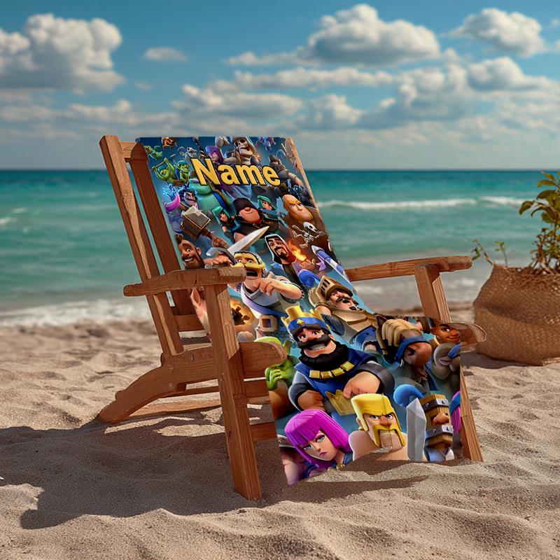 Custom Name Ultra-Soft Beach Towel with Clash Royale Theme,Ideal for Pool - Camping, Diving - Perfect Travel Essential, Vibrant Beach Towel.