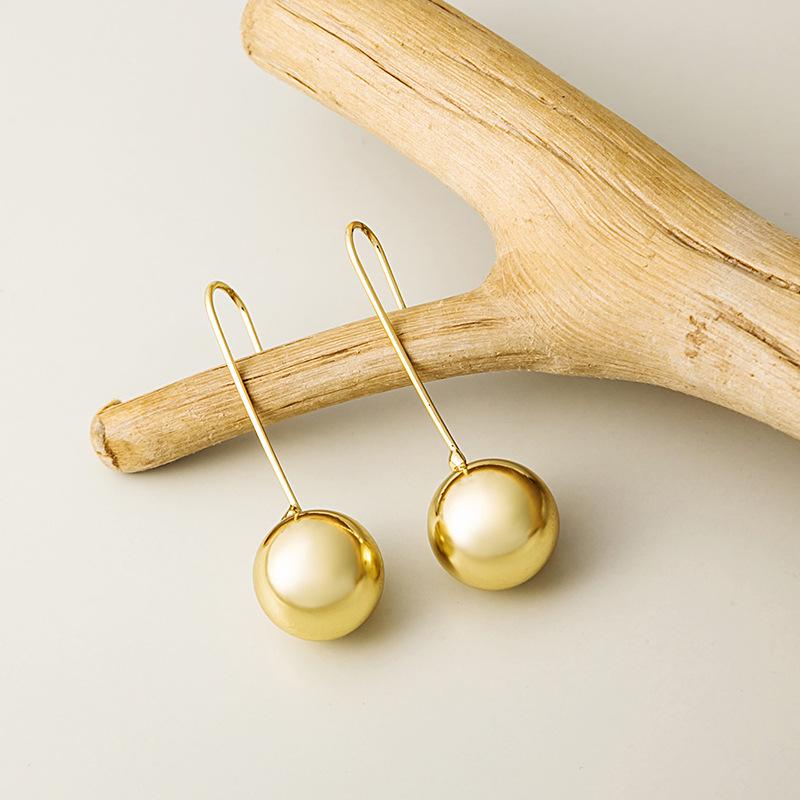 2023 Minimalist Geometric Earrings: European & American Niche Style with Round Bead Ear Hooks