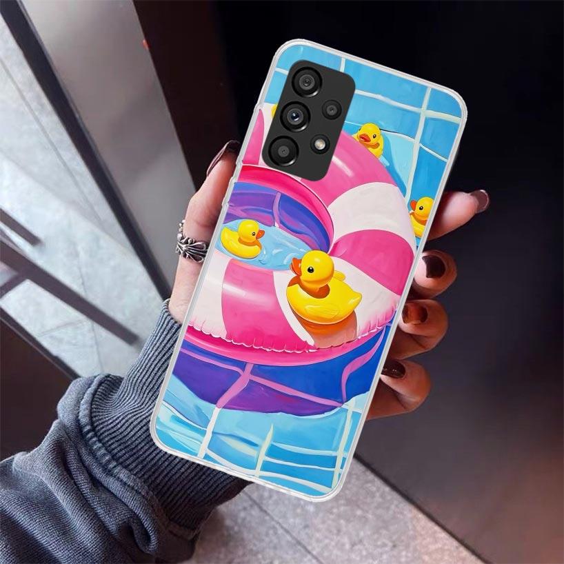 Чехол для телефона с резиновыми уточками для бассейна для Samsung Galaxy A12 A52S A42 A32 A22 A51 A50 Note 20 Ultra 10 S10 Plus A71 A70 A31 A30