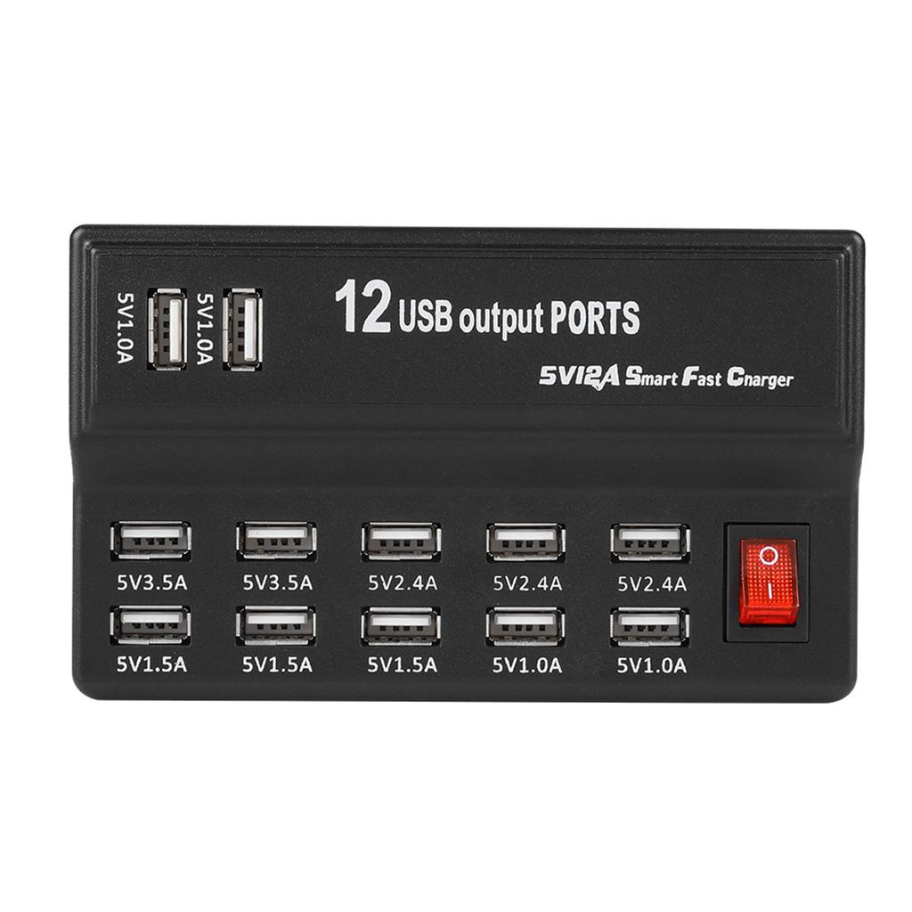 12 Ports USB Hub 5V 10A Power Adapter Charging Station Adapter Charger Home Travel Type