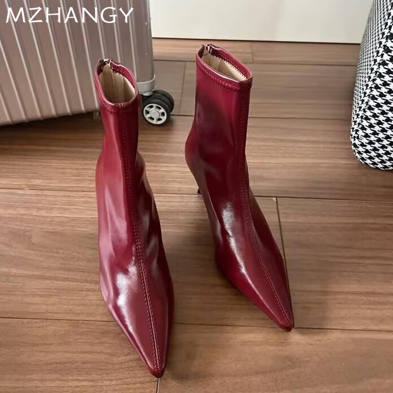 Женские ботильоны с острым носком, леопардовые сексуальные туфли на высоком каблуке, женская обувь 2024 года, трендовые зимние сапоги, туфли-лодочки для вечеринок, зимняя новинка, женские ботинки