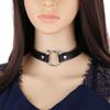 1 Pcs Women Black Synthetic Leather Sexy Collar with Cat Spike Choker Buckle Goth Alternative Thin Gothic Necklace Studded Punk