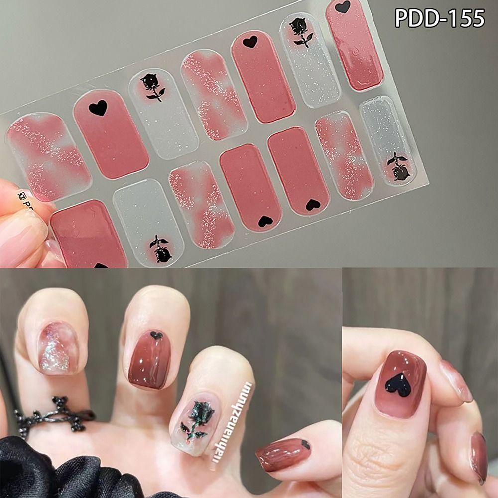 Floristic Nail Patch 14Strips Nail Art Stickers Gel Nail Stickers DIY Nail Art Making