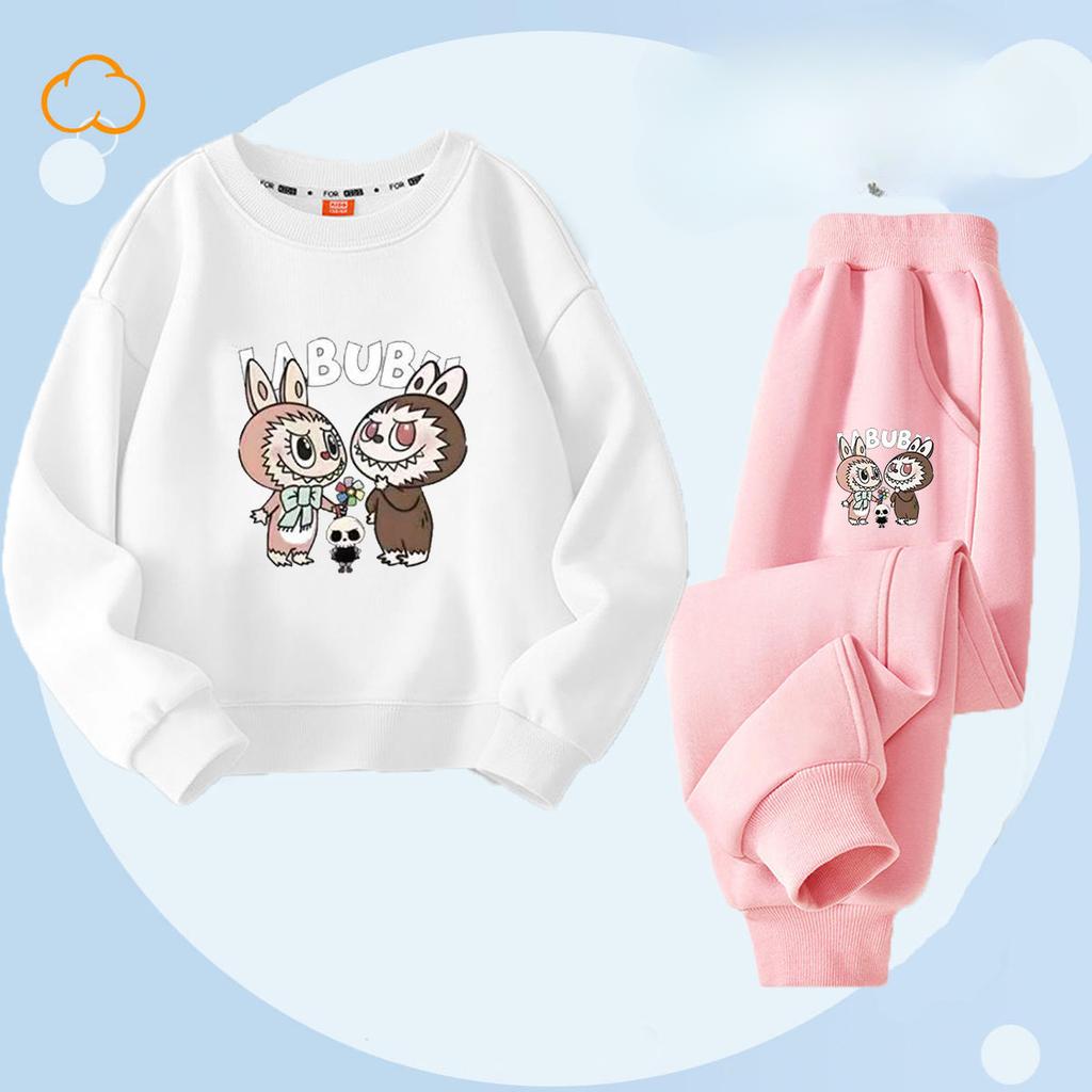 Весенне-осенний детский модный комплект с принтом букета: леггинсы и топ с круглым вырезом для девочек