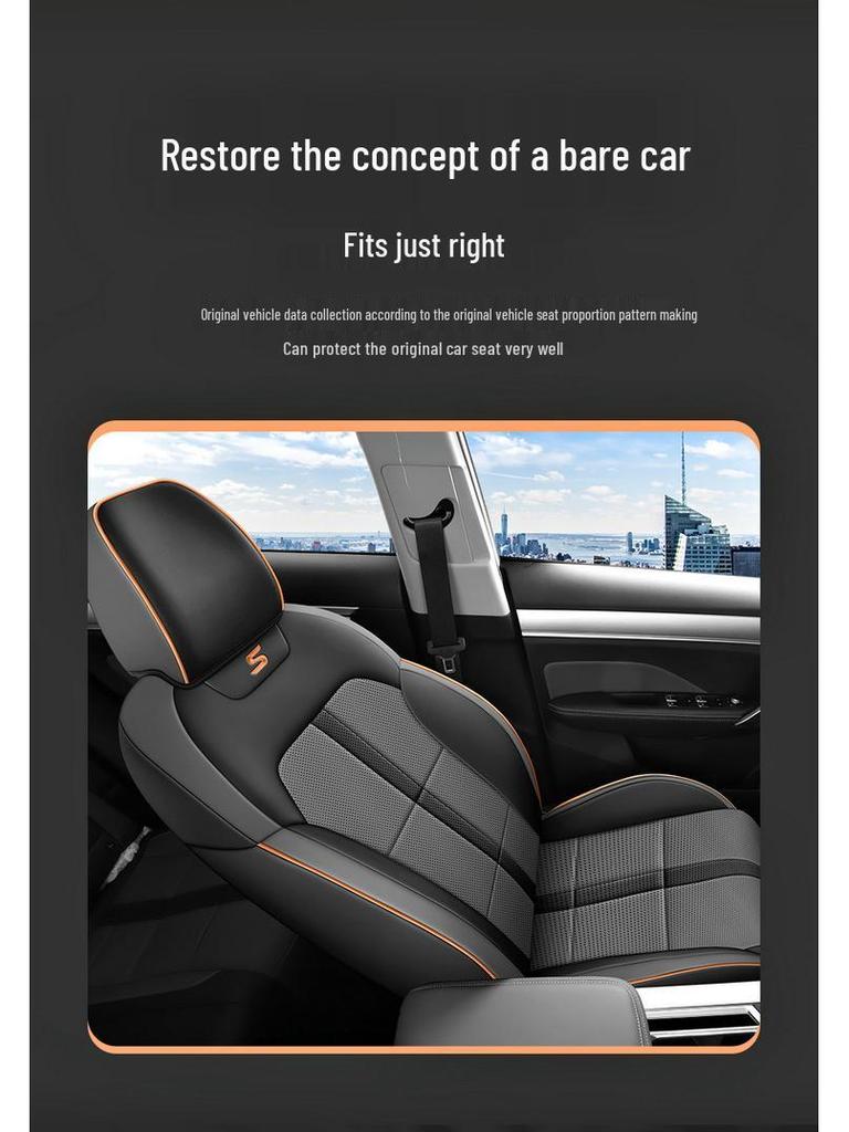 Bin Yue 5-Seater Perforated Leather Car Seat Cushion - All-Season Universal Fit