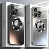 Новый титановый металлик, роскошный матовый чехол для iPhone 16 15 14 13 12 17 Pro Max Plus, с защитой камеры из стекла для Magsafe