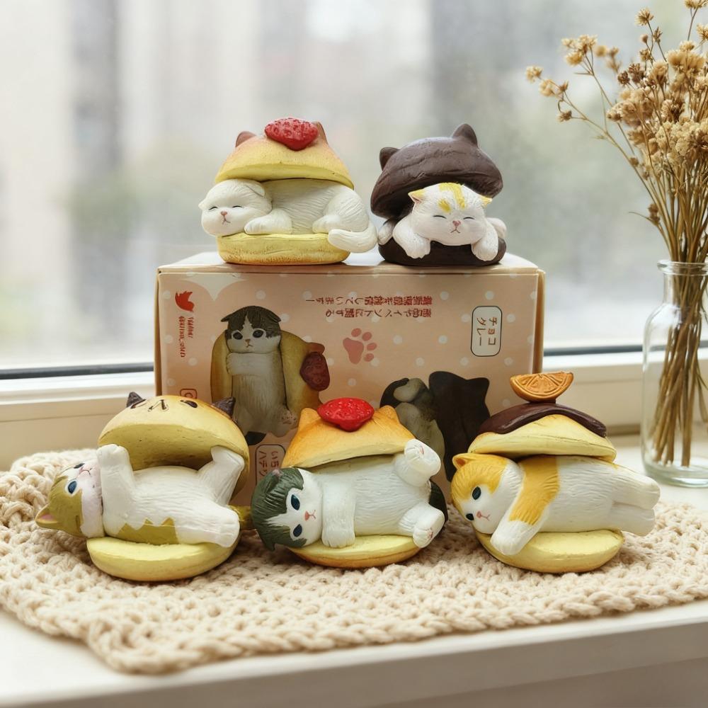 Mofusand Кот Гамбургер Блайнд Бокс Украшение на Приборную Панель Автомобиля Декор для Дома Настольное Украшение Кавайное Животное Коллекционная Фигурка Игрушка для Детей Подарки