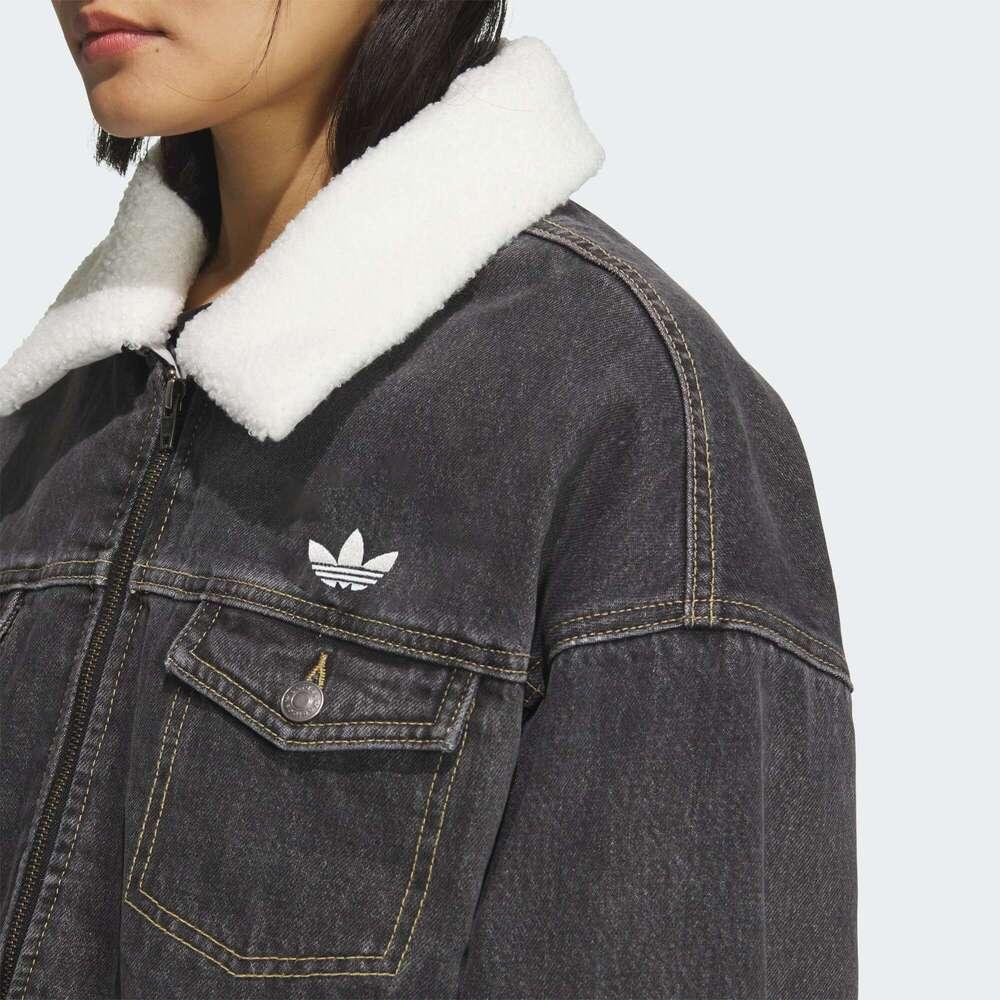 adidas Originals FW25 Женская джинсовая куртка с мягким воротником на молнии и длинными рукавами KB5449