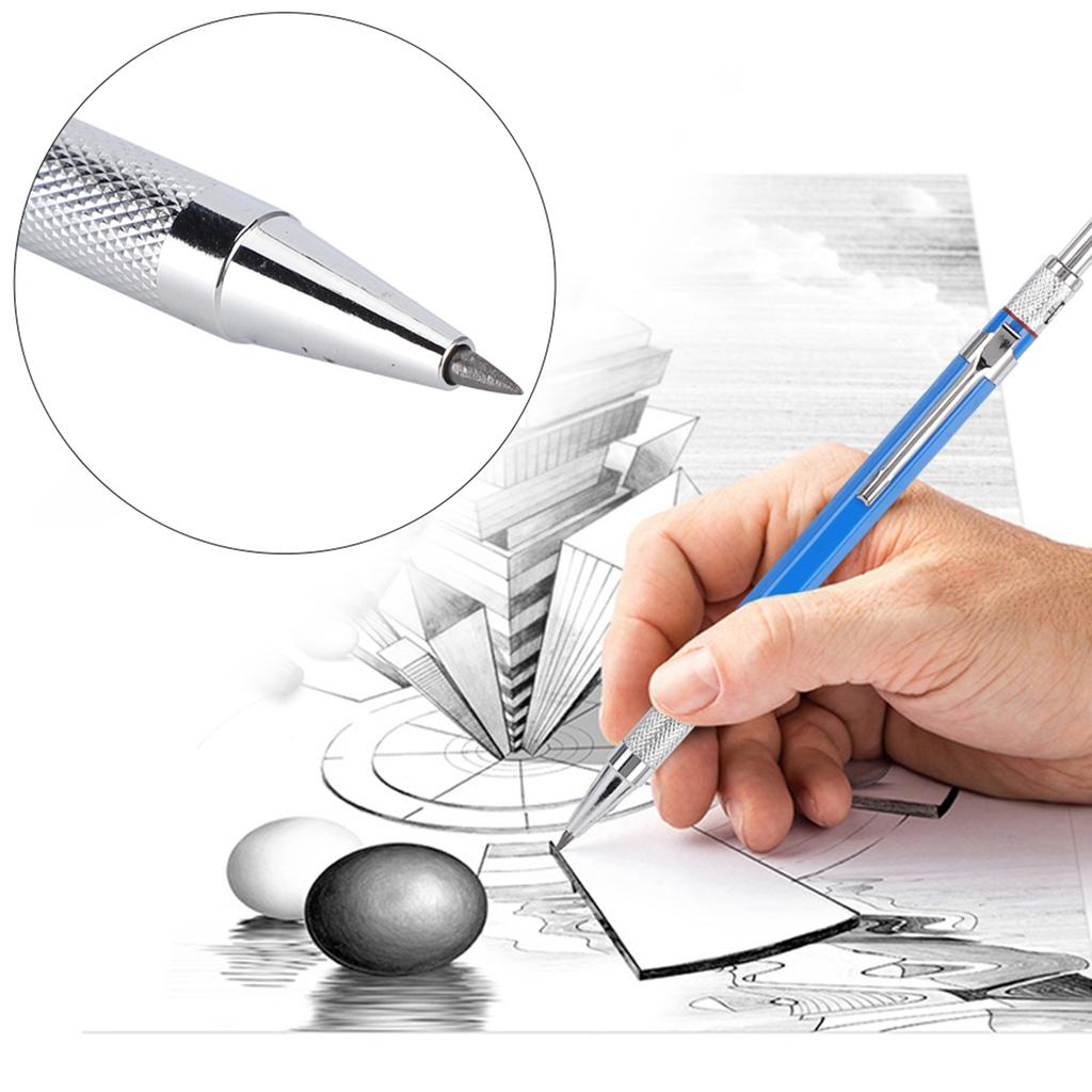 2Pcs High Quality Metal Mechanical Click Pencil 2.0MM for Drawing Design Proofing Writing
