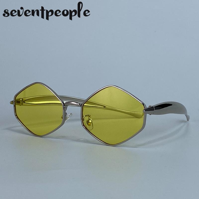 Маленькие шестиугольные солнцезащитные очки в стиле стимпанк для женщин, роскошный бренд, классическая металлическая оправа, многоугольные панк-солнцезащитные очки для дам, очки, солнцезащитные очки