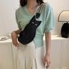 Outdoor travel black cat shaped chest bag cute cartoon anime suspender bag artificial leather crossbody bag