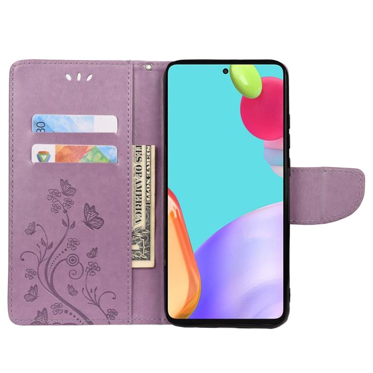 Для Samsung Galaxy A23 5G Чехол-книжка из кожи с узором «Цветок-бабочка»