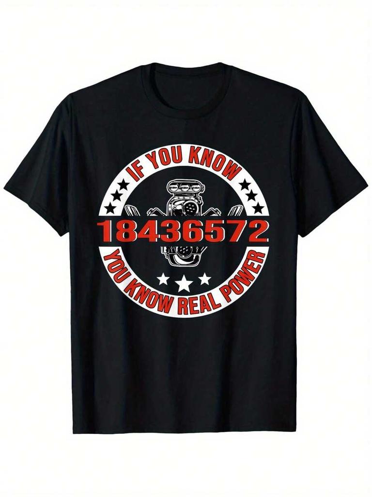 Unisex's Heavyweight Mechanic T-Shirt - V8 Engine Graphic Tee With If You Know Too Know The Power Slogan