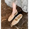 Grape Mother Has the Same Southern French Style~ Retro Woven Hollow Square Head with Versatile Sandals Muller Half Slippers