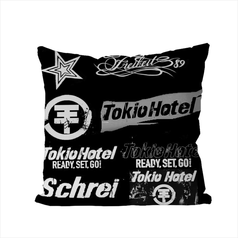 Подушка с принтом Tokio Hotel Чехол для подушки для автомобиля дивана Декоративная домашняя двусторонняя печать Плюшевая квадратная подушка-плед Чехол для подушки