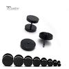 Lady's Men Cool Punk Round Black Stainless Steel Ear Stud Piercing Earrings 3mm - 14mm