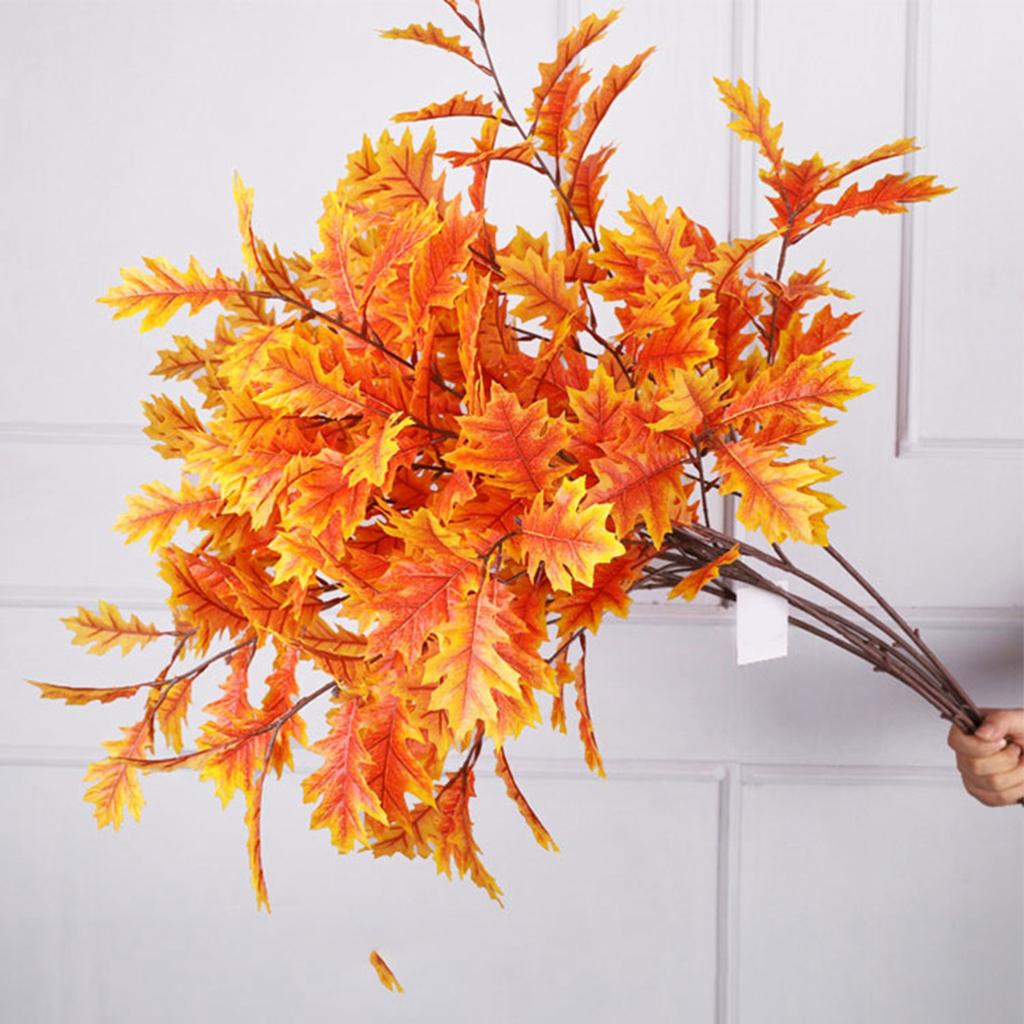 Искусственные листья дуба листья из шелковой ткани гибкий железный стебель декоративные искусственные листья дуба домашний декор искусственные листья дуба