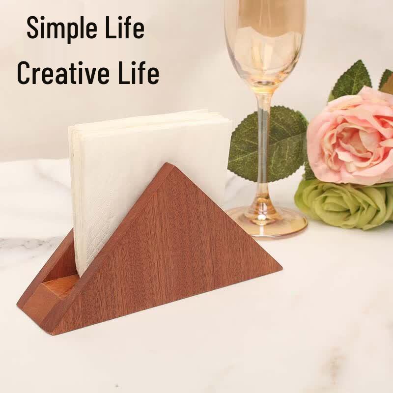 Minimalist Solid Wood Geometric Tissue Box with Toothpick Holder