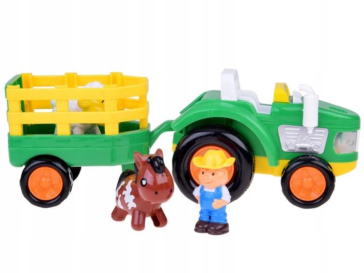Traktor Z Przyczepą Farmer I Zwierzątka Dźwięk + Światło Za5390