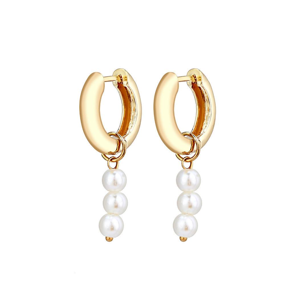 Trendy Fashionable Pearl Earrings For Women Geometric Design With Alloy Material