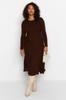 Women's Style Plus Size Brown Crew Neck Midi Knitwear Dress