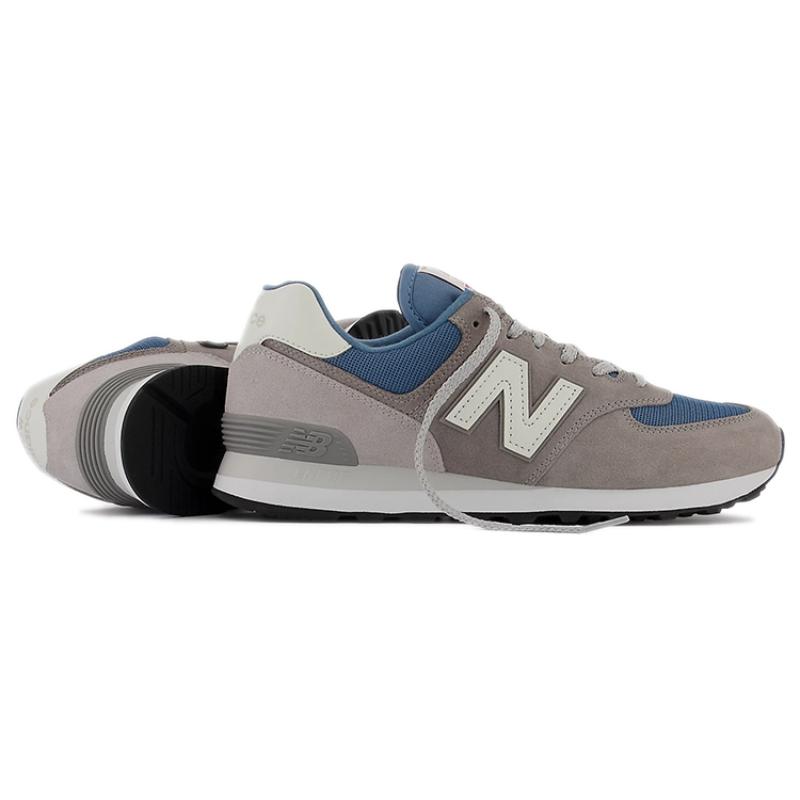 New Balance 574 Серые Темно-синие Белые Кожаные Кроссовки ML574OW2
