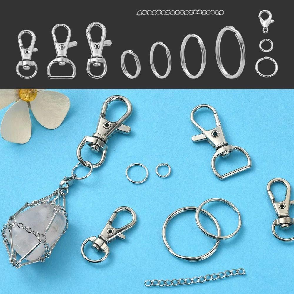 265 шт. Набор для изготовления брелоков с поворотными карабинами, соединительные кольца, набор для рукоделия, материалы для брелоков