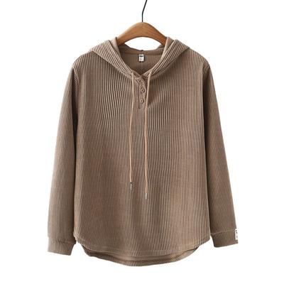 Женский худи большого размера, весенне-осенний стиль, западный стиль, футболка с эффектом омоложения, скрывающая живот, стройнящий топ