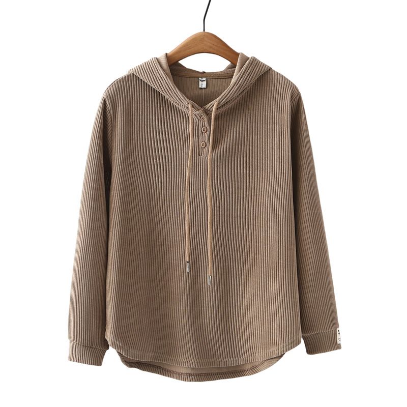 Plus Size Women's Hooded Sweater Spring and Autumn Style Western Style Age-reducing T-shirt Covering Belly Slimming Top