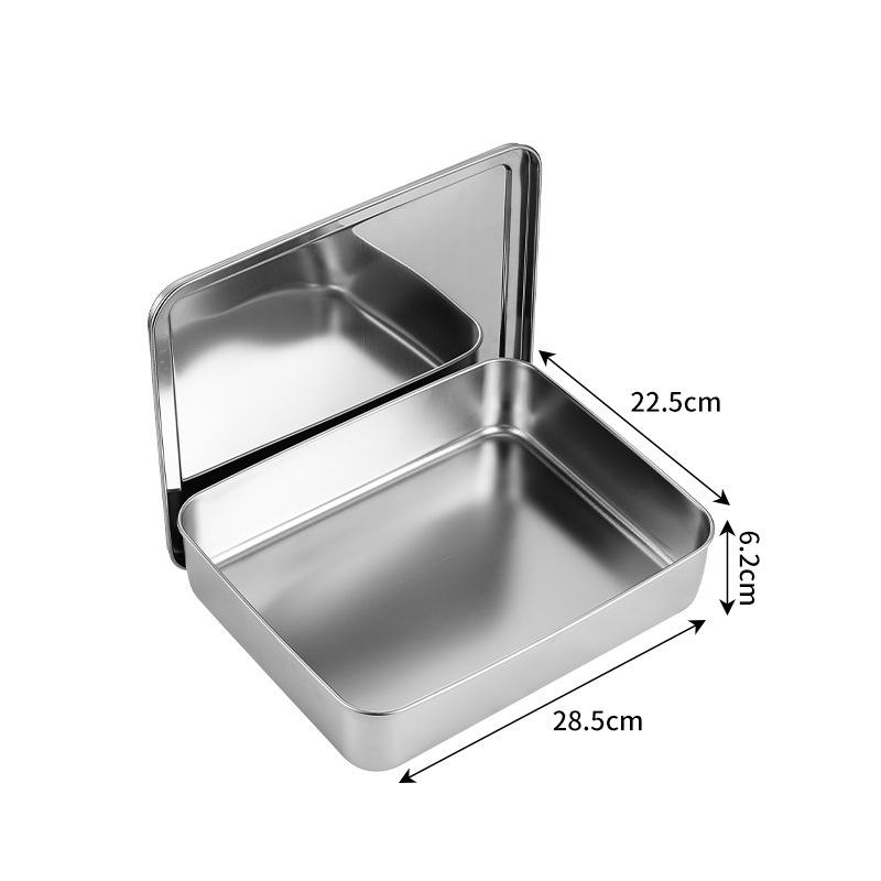 Лоток для хранения из нержавеющей стали с плоским дном и крышкой, квадратная тарелка для еды, торта, хлеба, выпечки, противень, посуда для выпечки, кухонные принадлежности