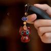 1pc Ebony Cute Black Cat Keychain Decor for Mobile Phone Chain Hand-knitted Creative Cute Accessories Sandalwood Wooden Gifts