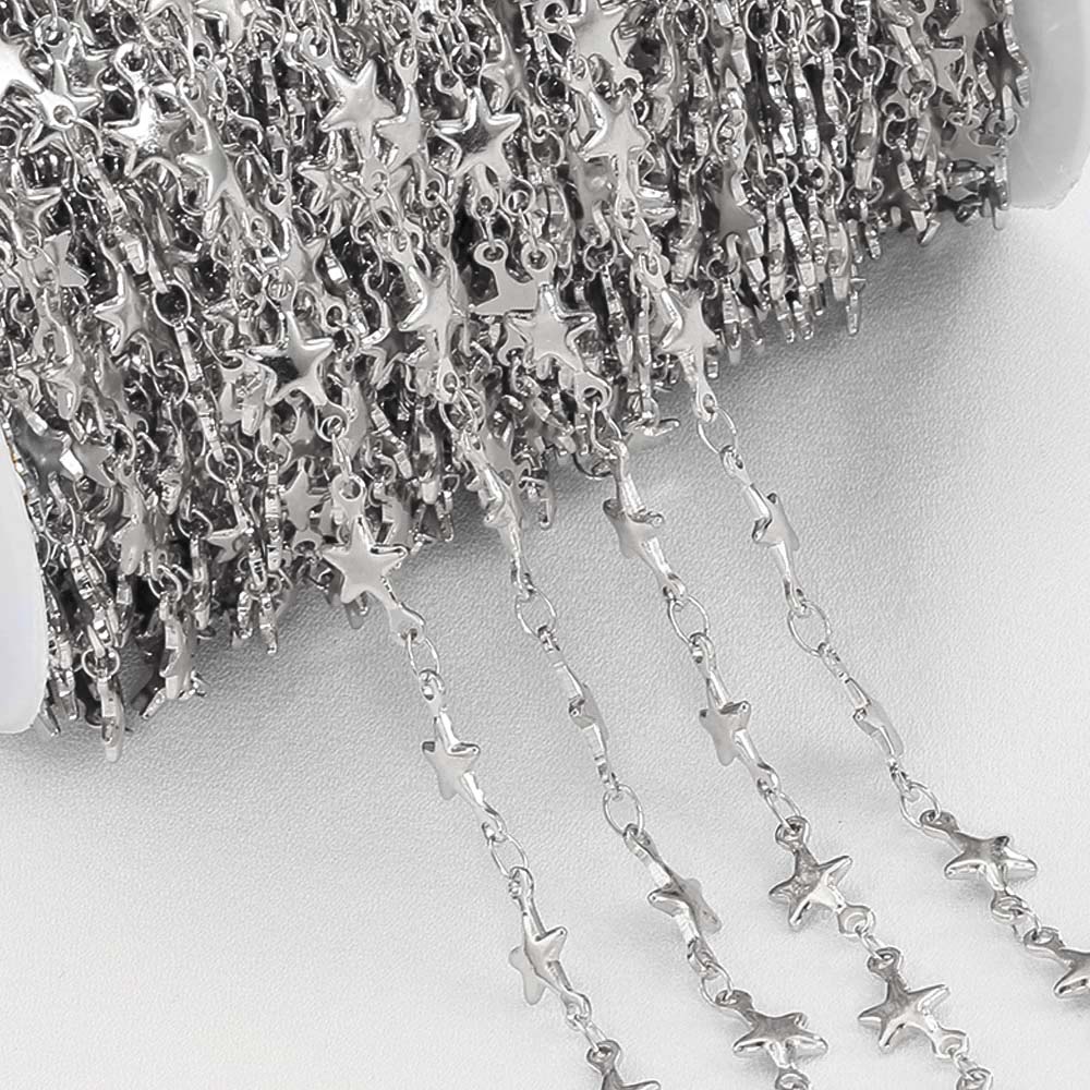1M Stainless Steel Printed Dot Striped Square Necklace Chain Geometry Link Chains DIY Bracelet Accessory Jewelry Making Supplies