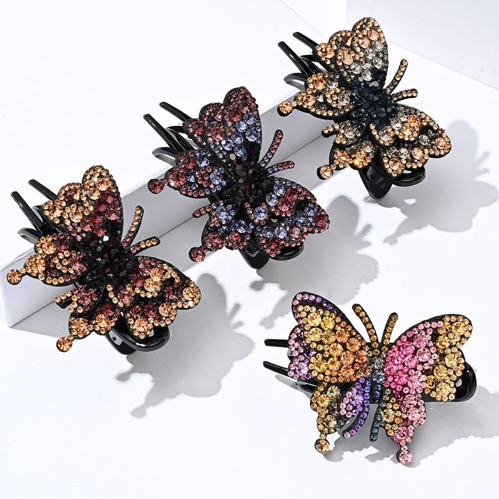 Lady Rhinestone Butterfly Korean Style Hair Clip Duckbill Clip Women Hair Claw Hair Accessories
