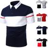New Summer Fashion Business Three Contrast Color Men's Polo Neck Slim Fit Short Sleeve POLO Shirt