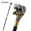 Golden Black Lion Head with Mustache Fashion Walking Stick Decorative Cospaly Vintage Fashionable Walking Cane Crosier 93cm